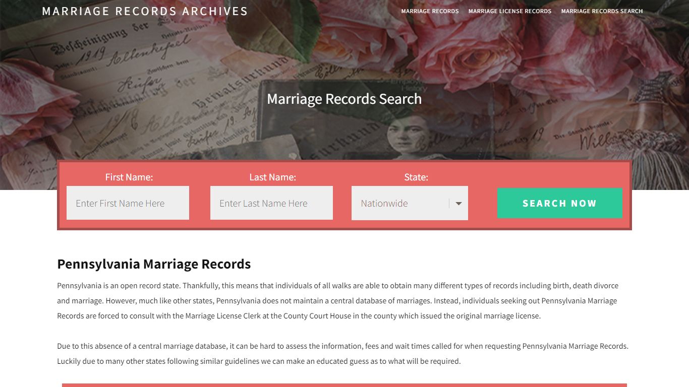 Pennsylvania Marriage Records